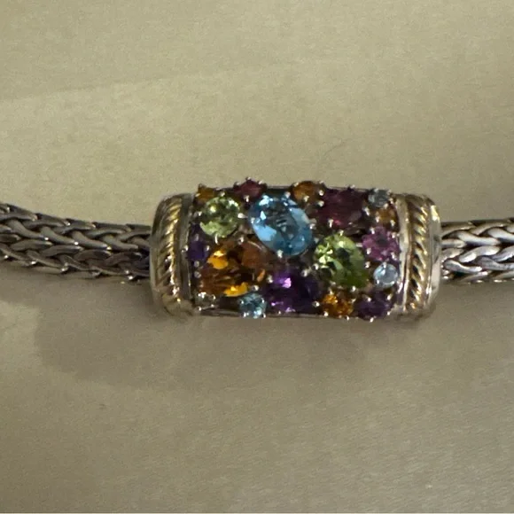 Effy Multicolor Gemstone Silver Bracelet with Gold Accents - Picture 8 of 11